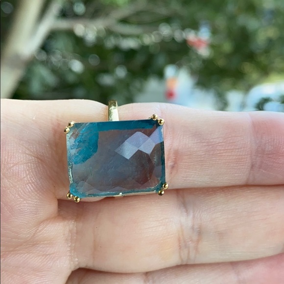 Emerald Cut Fluorite Gold Plated Ring - Picture 8 of 16